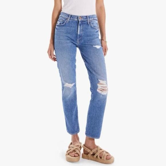 MOTHER the Insider Ankle distressed Jeans Bloom and Doom Wash Mid Rise Size 28 - Picture 1 of 16